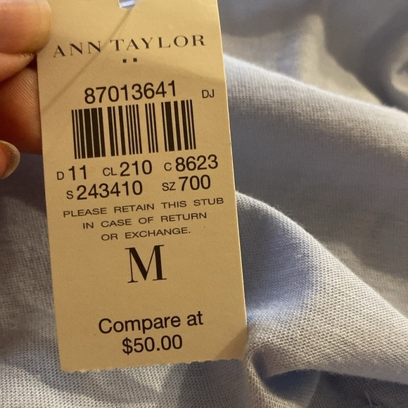 Ann Taylor Ruffle Neck Light Blue Sleeveless Top - Picture 5 of 5